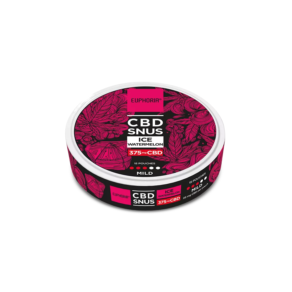 Euphoria SNUS z CBD Smak Lodowy Arbuz 375 mg (15 x 25 mg) - Innowacyjne Woreczki Bez Tytoniu