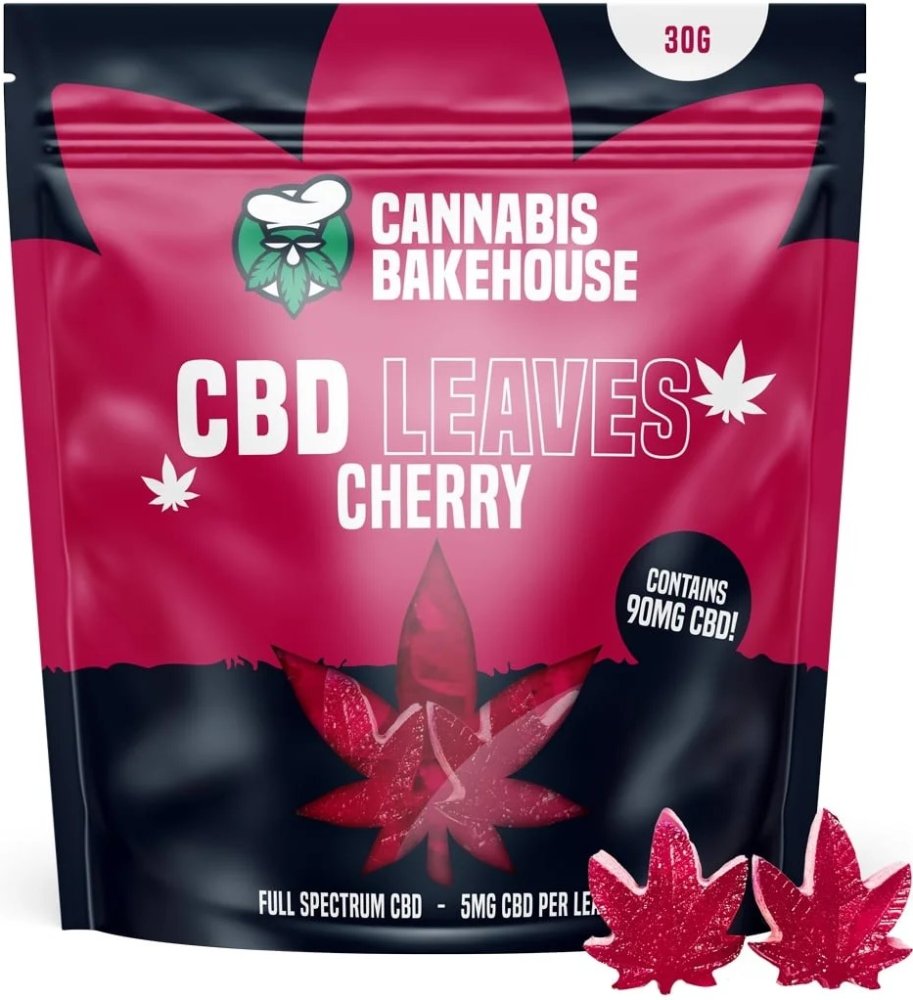 Cannabis Bakehouse - Liście Żelki CBD Wiśniowe, 18 szt x 5 mg CBD, 30g