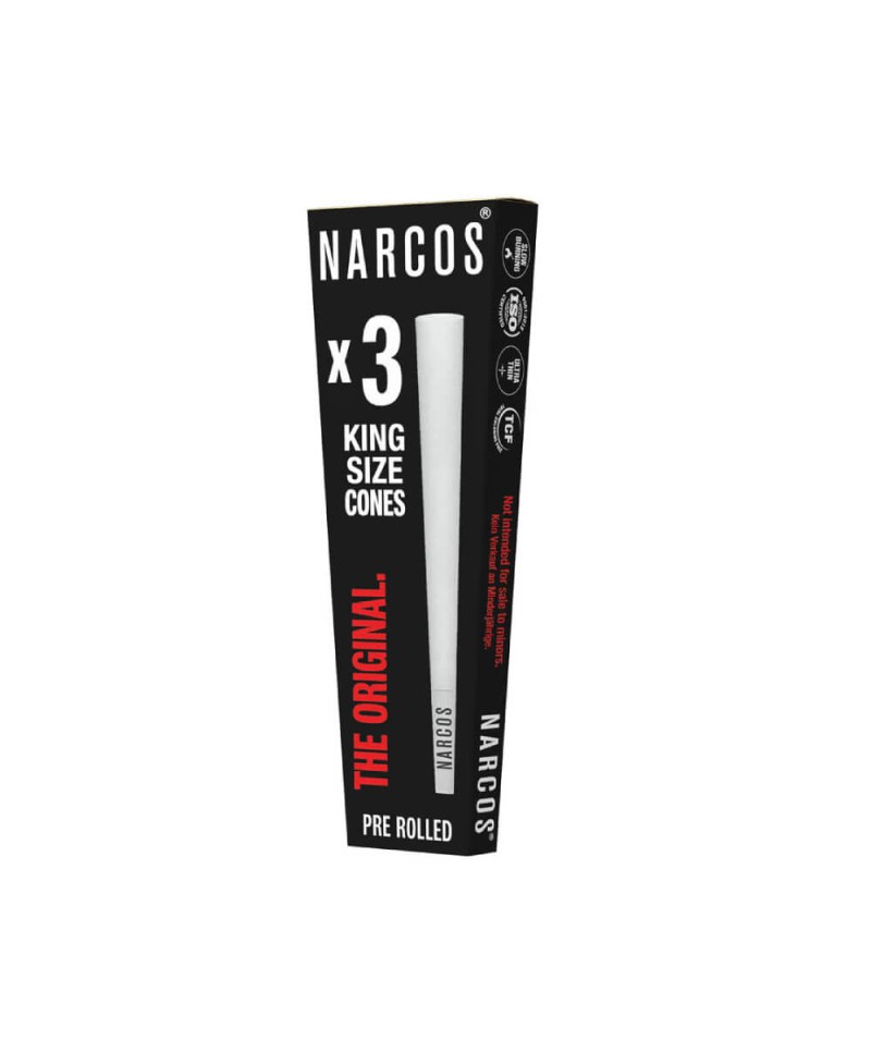 Narcos King Size Cones White Edition 109 mm, pudełko ekspozycyjne 32 szt.