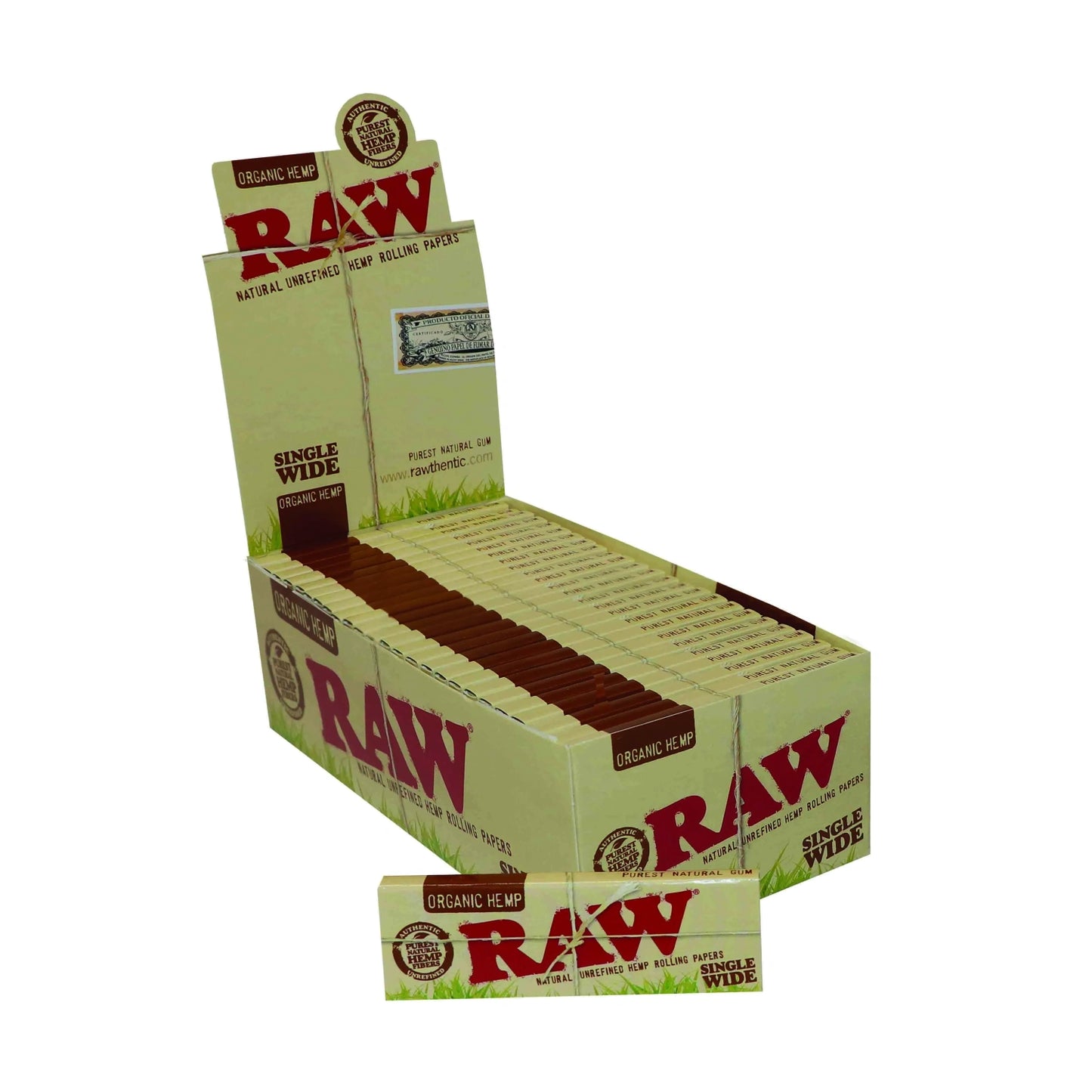 RAW Organiczne Konopne Bibułki Single Wide