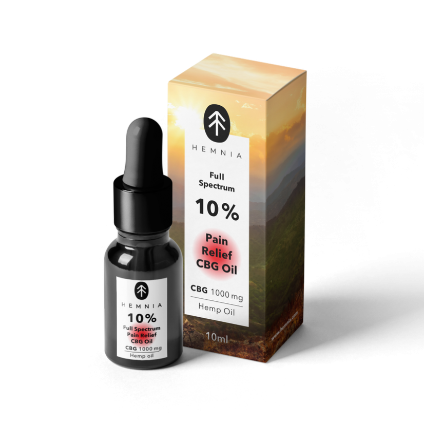 Hemnia Olej CBG o pełnym spektrum łagodzenia bólu - 10% CBG, 5% CBD, 1000 mg, 10 ml