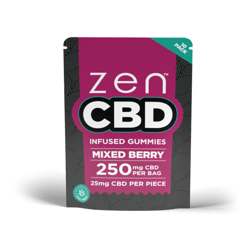ZEN CBD Gummies - Mieszane jagody, 250 mg, 10 szt., pudełko ekspozycyjne 25 szt.