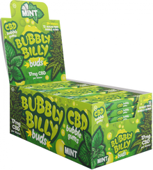 Guma do żucia Bubbly Billy Buds o smaku miętowym (17 mg CBD), 24 pudełka na wystawie, 408 g