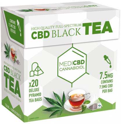 MediCBD Czarna Herbata (Opakowanie 20 Torebek Piramidalnych), 7,5 mg CBD - Karton (10 pudełek)
