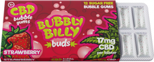 Guma do żucia Bubbly Billy Buds o smaku truskawkowym (17 mg CBD) 24 pudełka na wystawie, 408 g