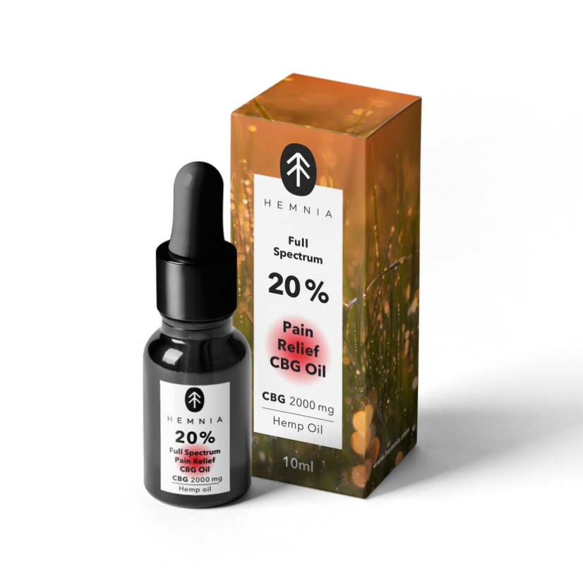Hemnia Pełne spektrum Pain Relief Olejek CBG - 20% CBG, 5% CBD, 2000 mg, 10 ml