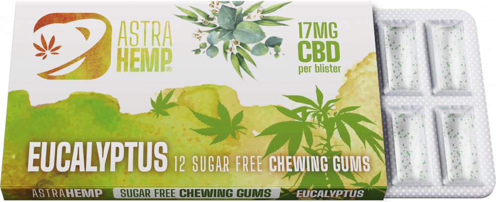 Astra Guma do Żucia z Eukaliptusem i Kannabidiolem (17 mg CBD) - Opakowanie Zbiorcze 24 szt. (408 g)
