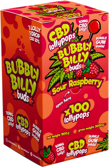 Lizak z CBD Bubbly Billy Buds Kwaśna malina